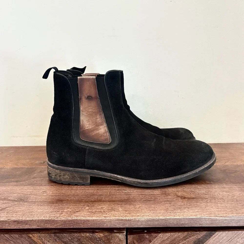 Magnanni Chelsea Ankle Boots Black Suede Made In Spain Leather Mens 8.5 EU41.5